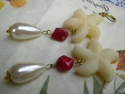 Stelle Marine Perle E Corallo Earrings Vintage