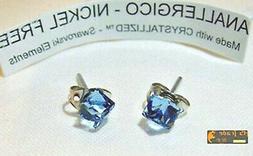 Swarovski Elements Originali Cubo Azzurro Cristallo Perno Co