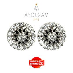 Tondi A Lobo In Argento 925 Con Zirconi Bianchi E Neri, Bott