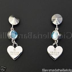 Gucci Trademark Argento Cuore E Topazi Azzurri Con Scatola E