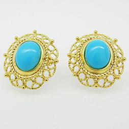 Turchese Naturale Oro Giallo 18 Kt Lavorazione Filograna