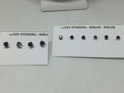 Unisex Argento Zirconi Neri Rodiati Punti Luce Mm 3/4