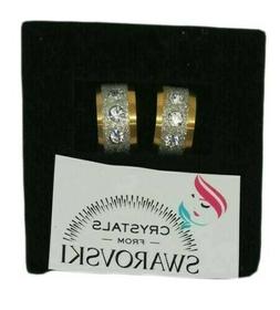 Unisex Oro Placcato Lavorazione Satinata E Cristalli Swarovs