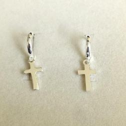 Uomo Cerchi Colore Argento Con Piccola Croce Pendente - 423 