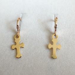 Uomo Cerchi Colore Oro Con Croce Gotica Pendente - 280 Bb