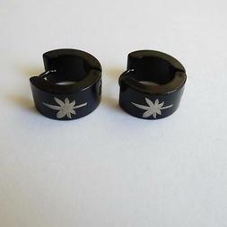 Uomo Cerchi In Acciaio Nero Con Foglia 1,4 Cm - 6 Mm - 220 A