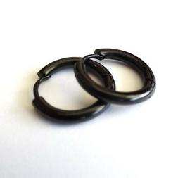 Uomo Cerchi Tubo Pirata Acciaio Nero - 1,5 Cm - 2,7 Mm - 47 