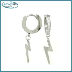 Uomo Cerchio Con Pendente Fulmine Orecchino Cerchietto Accia