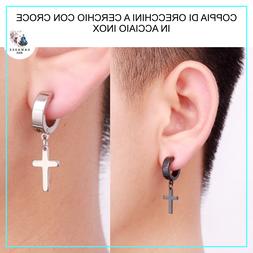 Uomo Donna A Cerchio Cerchietto Acciaio Inox Con Croce Argen