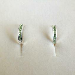 Uomo Donna Cerchi 1,6 Cm Colore Argento Peridoto Verde - 98 