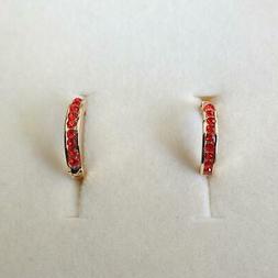 Uomo Donna Cerchi 1,6 Cm Colore Oro Con Rubini Rossi - 101 C