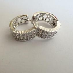 Uomo Donna Cerchi Colore Argento Con  Zirconi Bianchi - 77 A