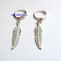 Uomo Donna Cerchi Colore Argento Con Piuma Pendente - 650 Bb