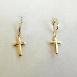 Uomo Donna Cerchi Colore Oro Con Croce Classica Pendente -  