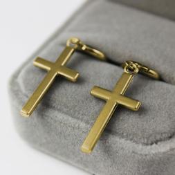 Uomo Donna Cerchi Con Croce Classica Pendente Dorato + Omagg