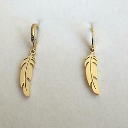 Uomo Donna Cerchi In Acciaio Inox Colore Oro Con Piuma Pende