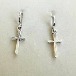 Uomo Donna Cerchi Retr&ograve; Colore Argento Con Croce  Pendente 