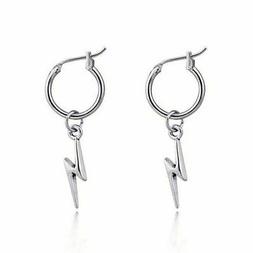 Uomo Donna Cerchio Fulmine Orecchino Argento Monachella Acci