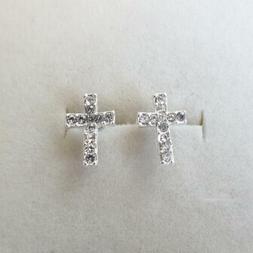 Uomo Donna Lobo Croce Colore Argento Con Zirconi Bianchi 428