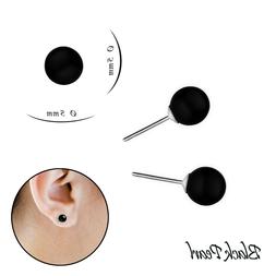 Uomo Donna Perla Nera Lucida Palla Sfera Lobo Perno Tono Arg