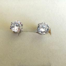 Uomo Donna Punto Luce Acciaio Inox Zircone Bianco Rotondo 8 