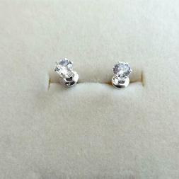 Uomo Donna Punto Luce Colore Argento Zircone Bianco Rotondo 