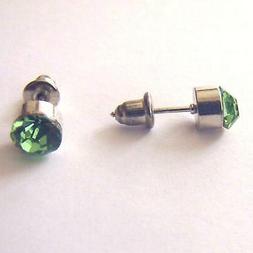 Uomo Donna Punto Luce Colore Argento Con Zircone Verde - 6 M