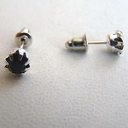 Uomo Donna Punto Luce Colore Argento Con Zircone Nero - 6 Mm