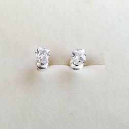 Uomo Donna Punto Luce Colore Argento Zircone Bianco Quadrato