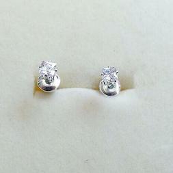 Uomo Donna Punto Luce Colore Argento Zircone Bianco Quadrato