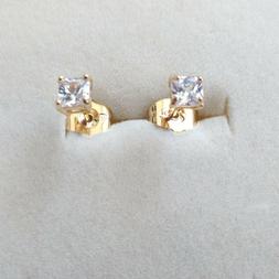 Uomo Donna Punto Luce Colore Oro  Zircone Bianco Quadrato 4 