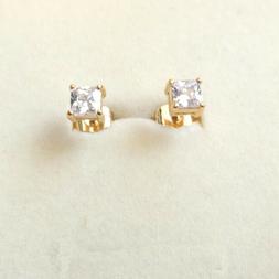 Uomo Donna Punto Luce Colore Oro  Zircone Bianco Quadrato 5 