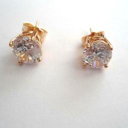 Uomo Donna Punto Luce Colore Oro Zircone Bianco Rotondo 8 Mm