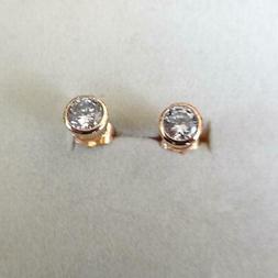 Uomo Donna Punto Luce  Zircone Bianco Tondo 7 Mm Colore Oro 