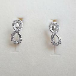 Uomo Donna Simbolo Infinito Colore Argento Con Zirconi Bianc