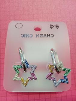 Uomo Donna Stella Orecchino  Pendente Monachella Strass Mult