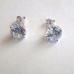 Uomo Punto Luce  Argento 925 Con Zircone Bianco Rotondo 9 Mm