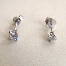 Uomo Punto Luce Argento 925 Con Zircone Bianco Rotondo 4  Mm