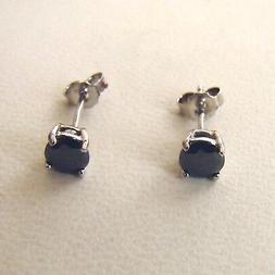 Uomo Punto Luce In Argento 925 Con Zircone Nero Rotondo 5 Mm