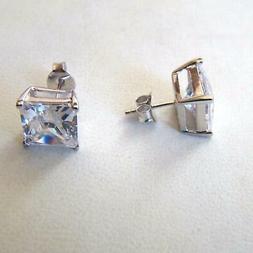 Uomo Punto Luce In Argento 925 E Zircone Bianco Quadrato 7 M