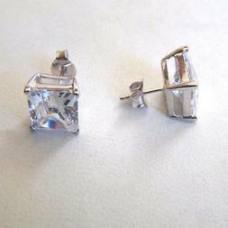 Uomo Punto Luce In Argento 925 E Zircone Bianco Quadrato 10 