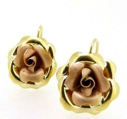 Usati In Oro Giallo Massiccio 18 Kt Di Forma Rosa Fiore