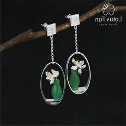 Vaso Di Fiori Di Loto Pietra Naturale D'argento 925 Unici Gi