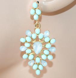 Verdi Azzurri Donna Pendenti Pietre Cristalli Damigella Eleg