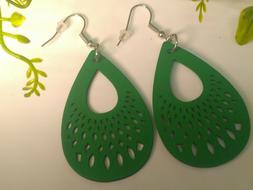 Verdi Donna Pendenti Bijoux Legno Inciso Bigiotteria