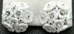 Vintage '50s Germany Bouquet Flower Lucite White Rhinestones