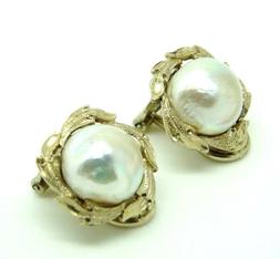 Vintage Anni '60 Oro Bianco Massiccio 18 Kt Perla Mabe Natur