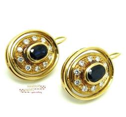 Vintage Anni '70 In Oro Massiccio 18 Kt Zaffiri E Diamanti N