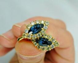 Vintage Bigiotteria Losanga Colore Zaffiro E Brillanti March