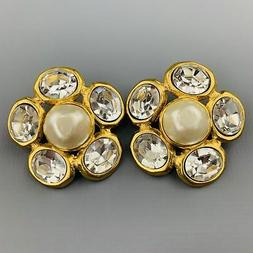 - Vintage Color Oro Perle Finte E Strass Grappolo Clip